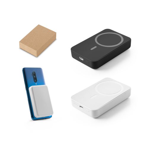 AMPERE 10. 10.000 mAh mágneses power bank 15W-os szupergyors vezeték nélküli töltővel újrahasznosított ABS-ből (100% rABS)